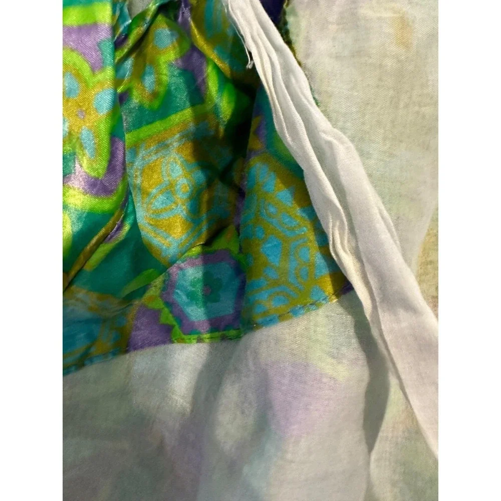 Vintage shiny green and purple 70s psychedelic‎ print apron